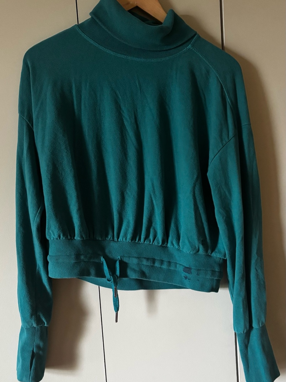 Sweaty Betty Teal Drawstring Turtleneck Sweatshirt